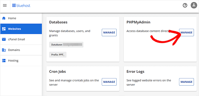 如何修复 WordPress 中建立数据库连接时出现的错误 click-manage-button-next-to-the-phpmyadmin-option20251114_ -9