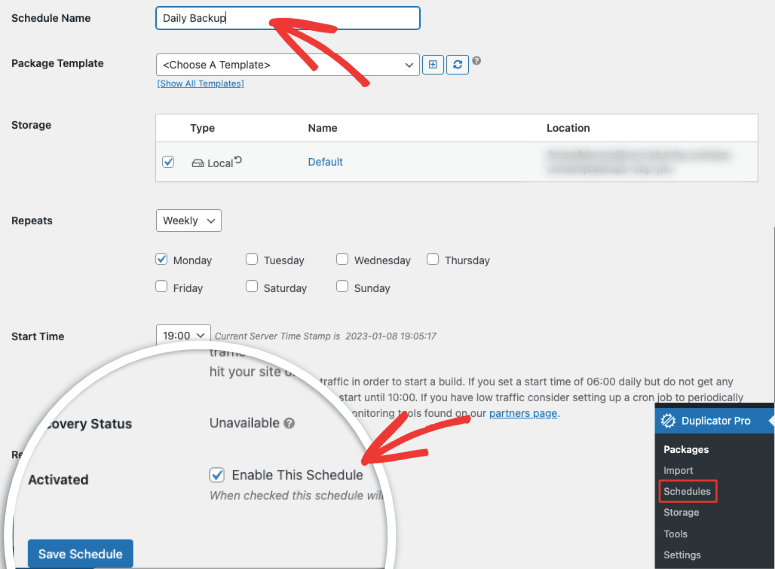 Duplicator 评测：这是最好的 WordPress 备份插件吗？ create-backup-schedule-in-duplicator20251119_ -17