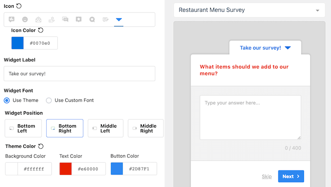 UserFeedback 评测：它是否是适合您的调查插件？ customizing-widget-feedback20251114_ -21