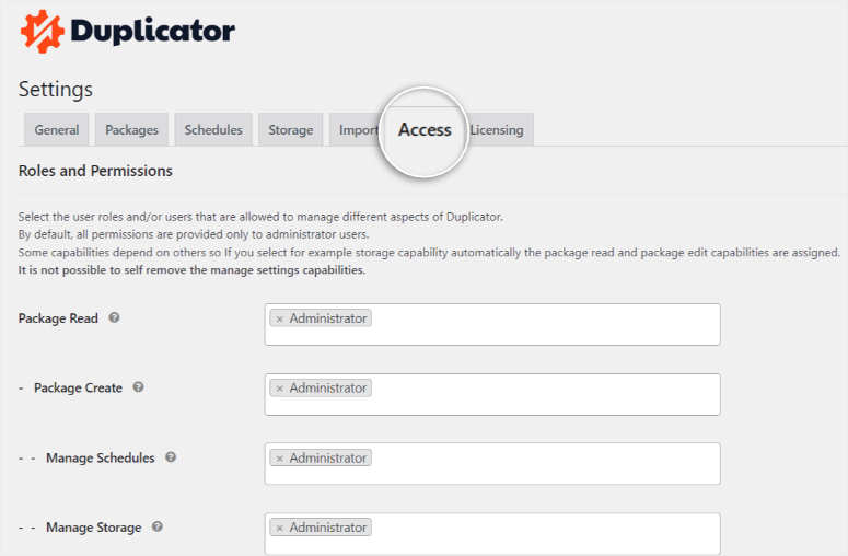 Duplicator 评测：这是最好的 WordPress 备份插件吗？ duplicator-access-control20251119_ -8