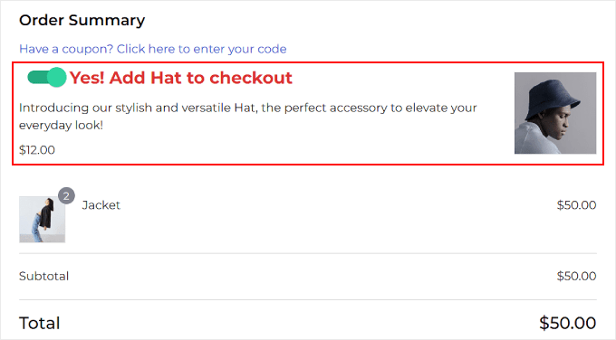 如何在 WooCommerce 中提升产品销售额（5 种简单方法） funnelkit-order-bump-result-example-min-120251114_ -33