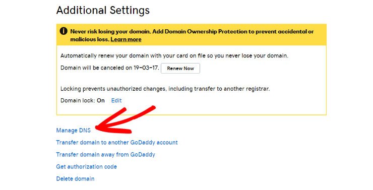 如何将 GoDaddy 网站构建器网站迁移到 WordPress manage-dns-godaddy20251123_ -8