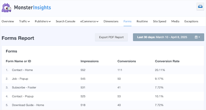 如何在 WordPress 中创建调查问卷（使用 Beautiful Reports） mi-reports-forms20251114_ -46