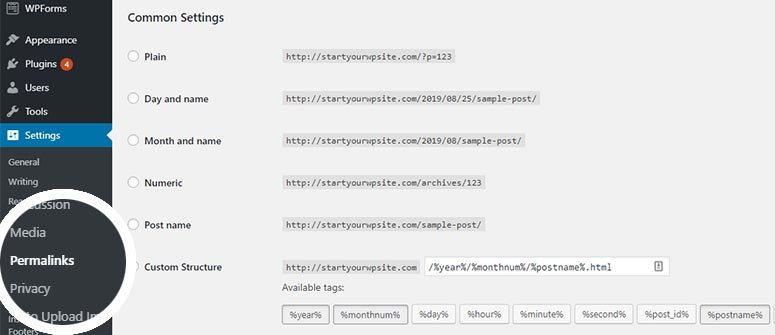 如何从任何CMS或网站迁移到WordPress（分步指南） permalinks-structure20251123_ -18