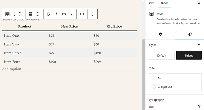 如何使用 WordPress 区块编辑器（Gutenberg 教程） table-block-example20251114_ -4