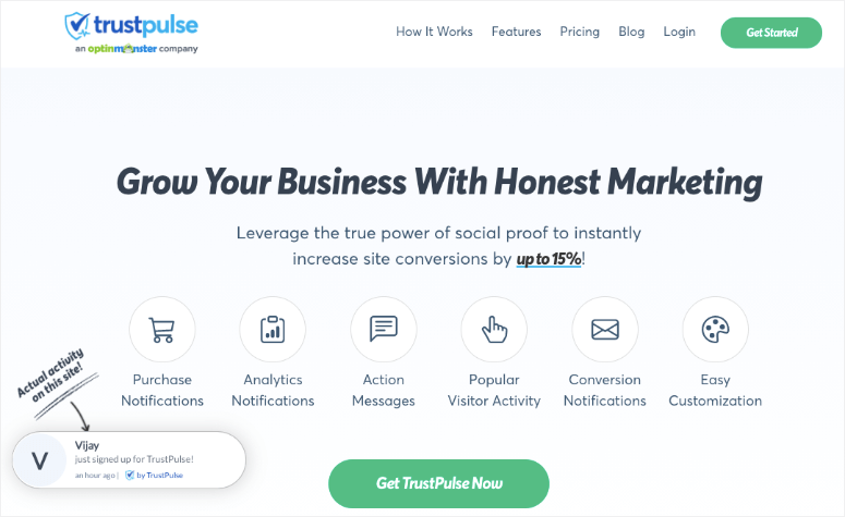 2025 年 45+ 款最佳 WordPress 插件 trustpulse-new-homepage20251118_ -13