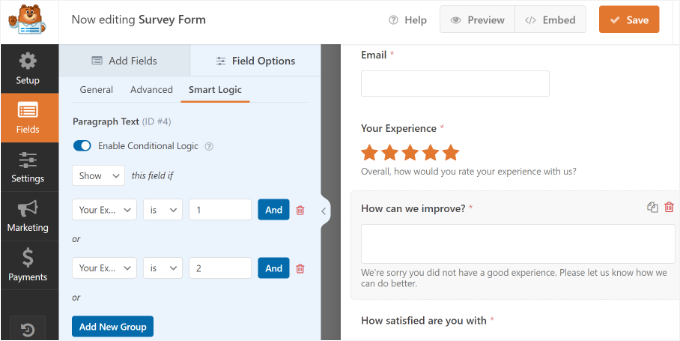 如何在 WordPress 中创建调查问卷（使用 Beautiful Reports） wpforms-conditional-logic-to-survey-form20251114_ -13