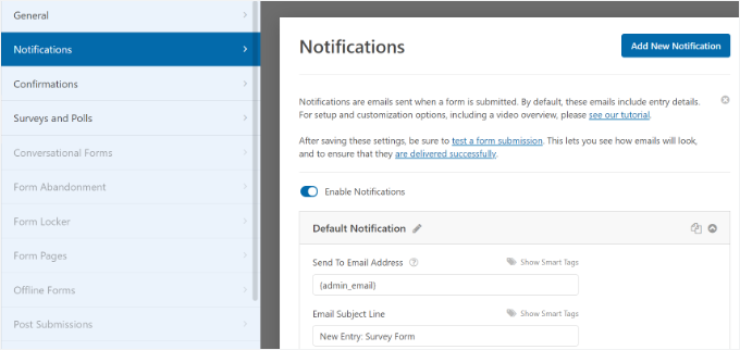 如何在 WordPress 中创建调查问卷（使用 Beautiful Reports） wpforms-edit-notification-settings20251114_ -15