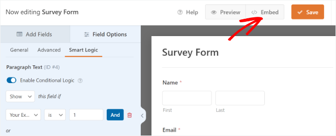 如何在 WordPress 中创建调查问卷（使用 Beautiful Reports） wpforms-embed-your-survey-form20251114_ -16