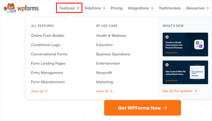 如何提升 WordPress 用户体验(13 个实用技巧) wpforms-features-dropdown20251109_ -11 如何提升 WordPress 用户体验(13 个实用技巧) wpforms-features-dropdown20251109_ -11