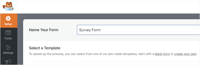 如何在 WordPress 中创建调查问卷（使用 Beautiful Reports） wpforms-setup-name-surveyform20251114_ -10
