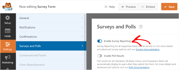如何在 WordPress 中创建调查问卷（使用 Beautiful Reports） wpforms-survey-reporting-option20251114_ -25