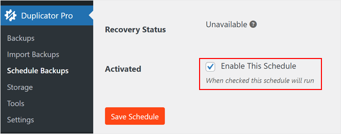如何备份您的 WordPress 网站（终极指南） duplicator-save-schedule-min20251201_ -24