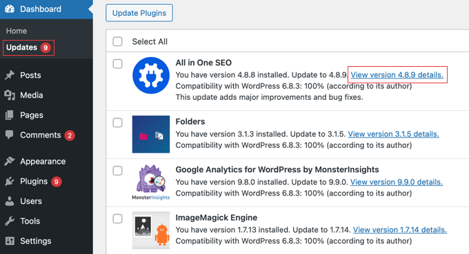 WordPress 更新导致网站崩溃?这里有一个 5 分钟回滚方案 updates-view-version-details20251201_ -2 WordPress 更新导致网站崩溃?这里有一个 5 分钟回滚方案 updates-view-version-details20251201_ -2